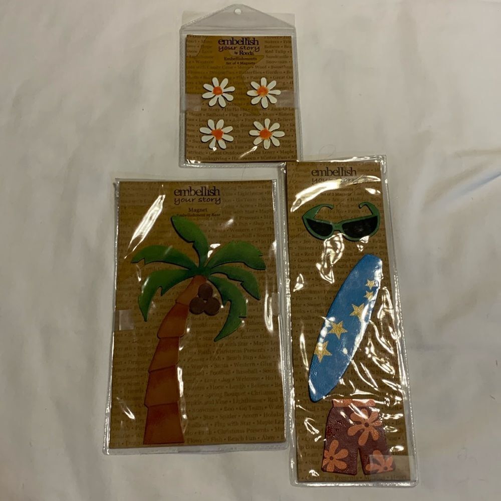 DEMDACO magnets bundle (3 packs)  palm tree, surfing, daisies